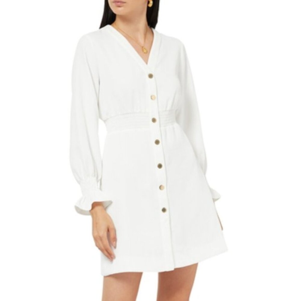 Sandro Lylie smocked waist shirtdress
